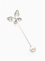 Булавка «Бабочка» объемная, 8,5 см, цвет белый в серебре   3723920 3723920