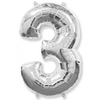 Шар (40''/102 см) Цифра Серебро №3 FM 2129234