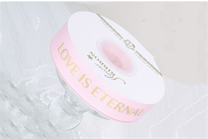 Лента шёлковая «Вечная любовь» (2,5см х 40ярд) Светло-розовый 19279