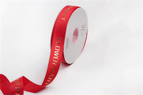 Лента шёлковая премиум «Flower Party» (2,5см х 45ярд) Красный 18066