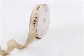 Лента шёлковая премиум «Flower Party» (2,5см х 45ярд) Шампань 18056