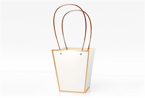 Пакет для цветов крафт «Золотая окантовка» форма-1 размер L (13/13 х 9.5/9.5 х 15.5см) 10 шт Белый, плотность 230 гр 17845