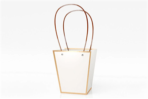 Пакет для цветов крафт «Золотая окантовка» форма-1 размер L (13/13 х 9.5/9.5 х 15.5см) 10 шт Чёрный, плотность 230 гр 17846