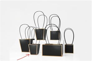 Пакет для цветов крафт «Золотая окантовка» форма-1 размер S (9/9 х 6.5/6.5 х 10см) 10 шт Чёрный, плотность 230 гр 18745