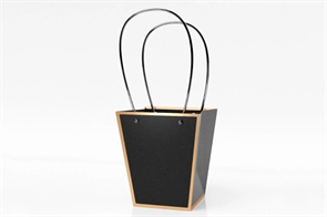 Пакет для цветов крафт «Золотая окантовка» форма-1 размер XL (17/17 х 11.5/11.5 х 20см) 10 шт  Чёрный, плотность 230 гр 17850