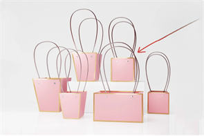 Пакет для цветов крафт «Золотая окантовка» форма-2 размер L (13 х 12.5 х 15см) 10 шт  Розовый, плотность 230 гр 17856