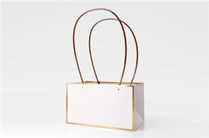 Пакет для цветов крафт «Золотая окантовка» форма-2 размер XL (22 х 10.5 х 13.5см) 10 шт Белый, плотность 230 гр 17861