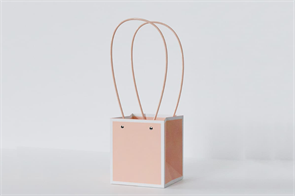 Пакет для цветов крафт окантовка форма-2 размер M (11.5 х 10.5 х 13см) 10 шт Розовый, плотность 230 гр 21388