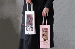 Пакет для цветов крафт плотный узкий с окошком и атласными ручками (13 x 8 x 35см, 10 шт) Белый 17219