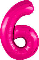 Шар (40''/102 см) Цифра Slim Фуксия Сатин №6  Agura 88049748