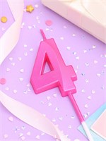 {{photo.Alt || photo.Description || 'Свеча в торт на шпажке «Грань», цифра &quot;4&quot;, 5 см, розовая 10330398'}}