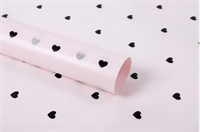 Тишью бумага с принтом «Маленькое сердце» 17гр 50см х 70см х 28шт Розовый и Чёрный, плотность 17 гр 17305