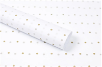 Тишью бумага с принтом «Мелкая точка» 17гр 50см х 70см х 28шт Белый и Золотой, плотность 17 гр 19341