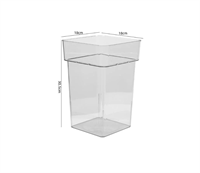 Ваза флориста прозрачная квадратная с бортиком размер M (h=31см, верх 18см) 20233