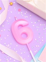 {{photo.Alt || photo.Description || 'Свеча в торт на шпажке «Грань», цифра &quot;6&quot;, 5 см, розовая 10330401'}}