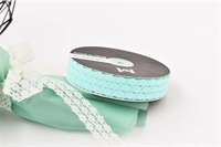 Лента кружевная дизайн «3 Цветка» (2,5см х 35 ярд) Бирюзовый 00264