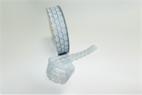 Лента кружевная дизайн «3 Цветка» (2,5см х 35 ярд) Серебристый 00269