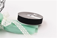 Лента кружевная дизайн «3 Цветка»  (2,5см х 35 ярд) Чёрный 00268