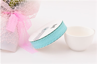 Лента кружевная с полоской (3см х 50 ярд) Бирюзовый 00246