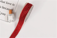 Лента органза жатая «Бусины» (4,0см х 5ярд) Бордовый 19239