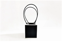 Пакет для цветов крафт форма-2 размер L (13 х 12.5 х 15см) 10 шт Чёрный с белым 18344