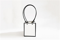 Пакет для цветов крафт форма-2 размер M (11.5 х 10.5 х 13см) 10 шт Белый с чёрным, плотность 230 гр 18349