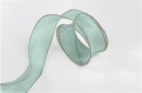 Лента органза с каймой «Kristy» (4,0см х 10ярд) Зелёный 19248