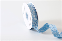 Лента текстильная рельефная «Цветы» (2,5см х 10ярд) Голубой 19174