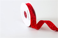 Лента текстильная рельефная «Цветы» (2,5см х 10ярд) Красный 19168