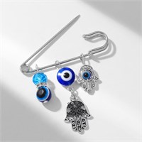 {{photo.Alt || photo.Description || 'Булавка-оберег 3 подвески «Рука Хамса с бусиной», 5см, цвет синий в серебре 1705243'}}