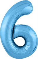 Шар (40''/102 см) Цифра Slim Голубой №6  Agura 2139780