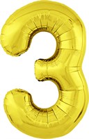 Шар (40''/102 см) Цифра Slim Золото №3  Agura 2139732
