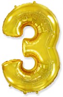 Шар (40''/102 см) Цифра SLIM Золото №3  FM 88041540