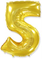 Шар (40''/102 см) Цифра SLIM Золото №5  FM 88041544