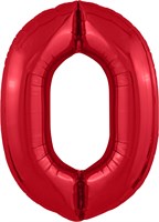 Шар (40''/102 см) Цифра Slim Красный №0  Agura 87994332