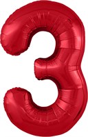 Шар (40''/102 см) Цифра Slim Красный №3  Agura 87994334