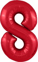 Шар (40''/102 см) Цифра Slim Красный №8  Agura 87994338