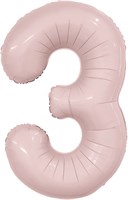 Шар (40''/102 см) Цифра Slim Пыльная роза №3  Agura 88031724