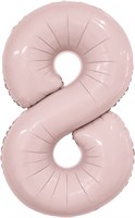 Шар (40''/102 см) Цифра Slim Пыльная роза №8  Agura 88031729