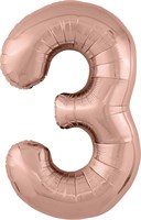 Шар (40''/102 см) Цифра Slim Розовое Золото №3  Agura 2139760