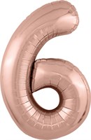 Шар (40''/102 см) Цифра Slim Розовое Золото №6  Agura 2139777