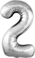 Шар (40''/102 см) Цифра Slim Серебро №2  Agura 2139728