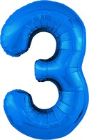 Шар (40''/102 см) Цифра Slim Синий №3  Agura 87994342
