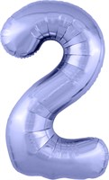 Шар (40''/102 см) Цифра Slim Пастельный фиолетовый/ №2  Agura 2139765