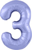 Шар (40''/102 см) Цифра Slim Пастельный фиолетовый/ №3  Agura 2139753