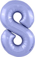 Шар (40''/102 см) Цифра Slim Пастельный фиолетовый/ №8  Agura 2139771