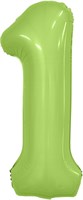 Шар (40''/102 см) Цифра Slim Мистик Фисташка Сатин №1  Agura 88024843