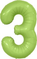Шар (40''/102 см) Цифра Slim Мистик Фисташка Сатин №3  Agura 88026198