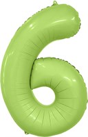 Шар (40''/102 см) Цифра Slim Мистик Фисташка Сатин №6  Agura 88026200