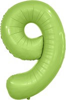 Шар (40''/102 см) Цифра Slim Мистик Фисташка Сатин №9  Agura 88026202